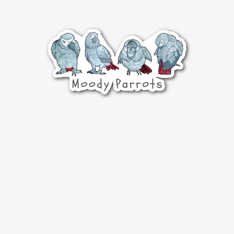 Moody Parrots Die Cut Sticker